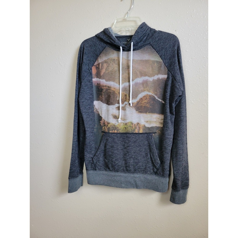 American Eagle Outfitters‎ Hoodie Raglan Graphic Sleeves Pullover Classic Small